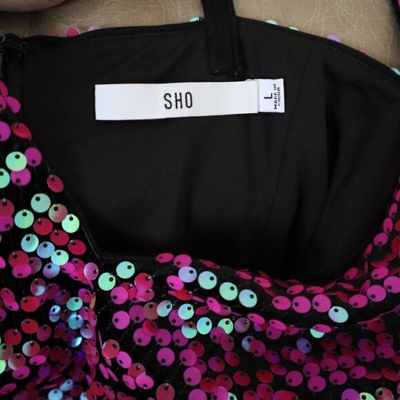 SHO x Tadashi Shoji Sz L Hot Pink Spaghetti Strap Midi Sheath Party Dress - Picture 8 of 16